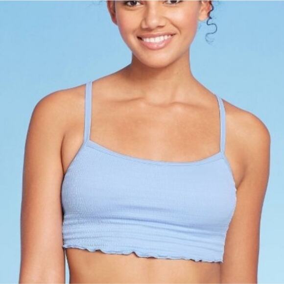 Xhilaration Light Blue Textured Cami Tank Juniors Bikini Top NEW Junior Small - Picture 1 of 9